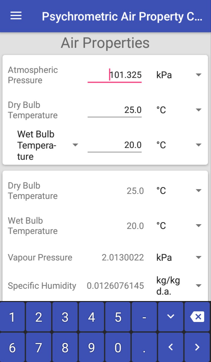 Psychrometric Calculator screenshot 2